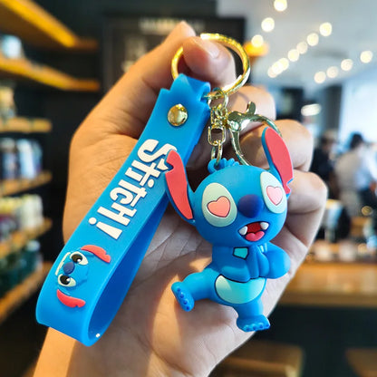 Anime Disney Keychain Cartoon Mickey Mouse Minnie Lilo & Stitch Cute Doll Keyring Ornament Key Chain Car Pendant Kids Gifts