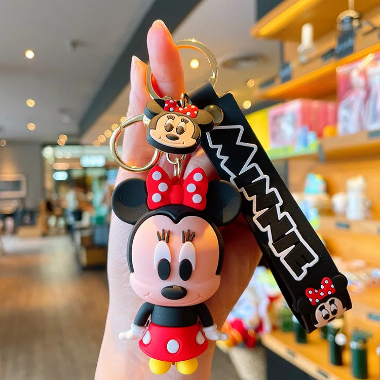 Anime Disney Keychain Cartoon Mickey Mouse Minnie Lilo & Stitch Cute Doll Keyring Ornament Key Chain Car Pendant Kids Gifts