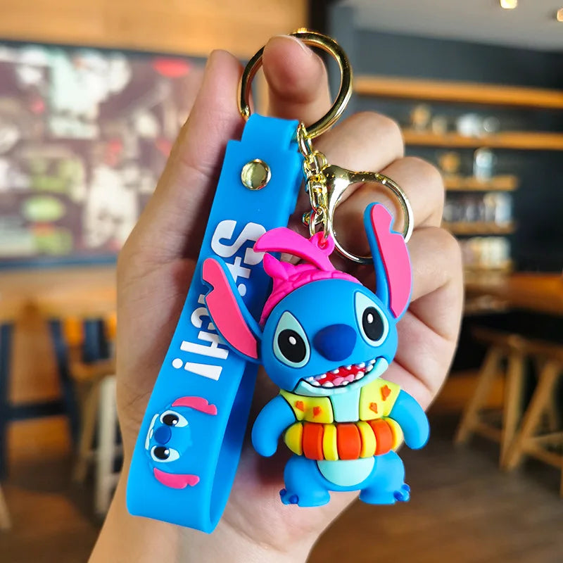 Anime Disney Keychain Cartoon Mickey Mouse Minnie Lilo & Stitch Cute Doll Keyring Ornament Key Chain Car Pendant Kids Gifts