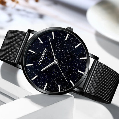 Luxury Top Brand Watches for Women Fashion Starry Sky Ladies Quartz Wristwatch Steel Mesh Strap Simple Elegant Women Watches